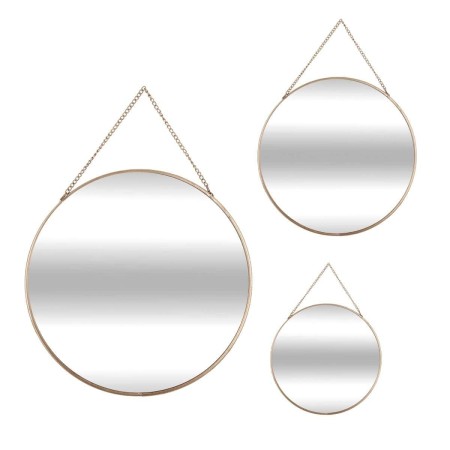 Set 3 oglinzi Leny, metal si sticla, aurii, D.20/24/29 cm, 141198A