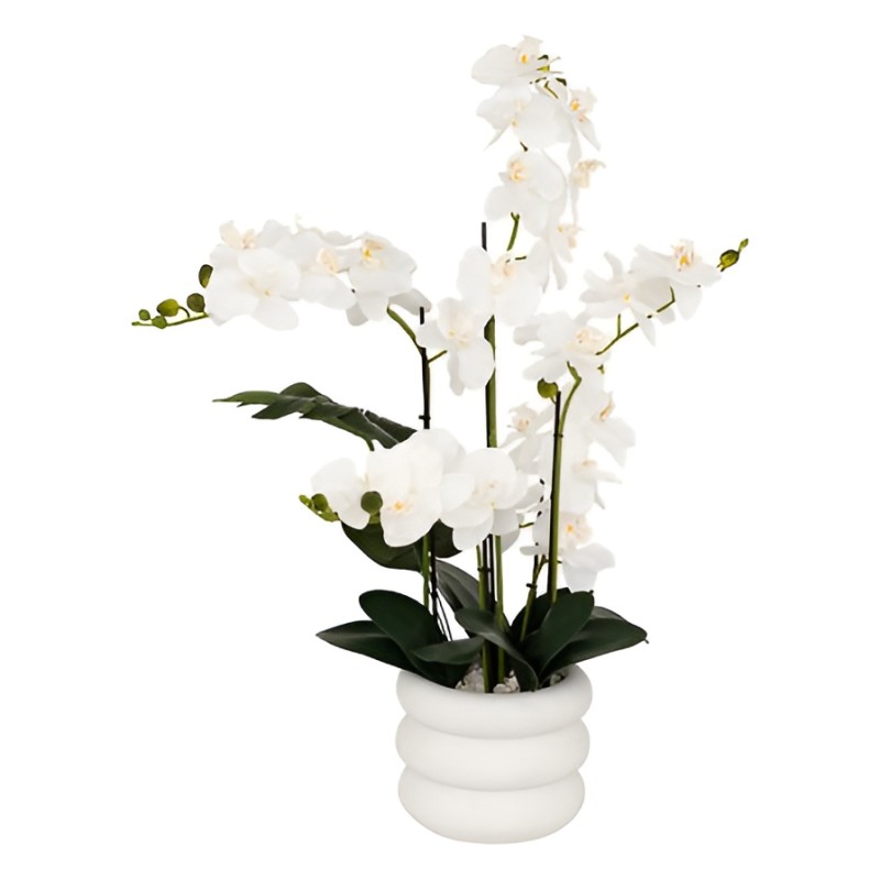 Orhidee artificiala, ghiveci ceramica alba, H.80 cm, 206610