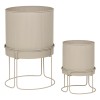 Set 2 ghivece cu suport Aze, metal, bej, H.20/44 cm, 198172B