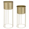 Set 2 ghivece cu suport Arty, metal, auriu, H.42/58 cm, 185441