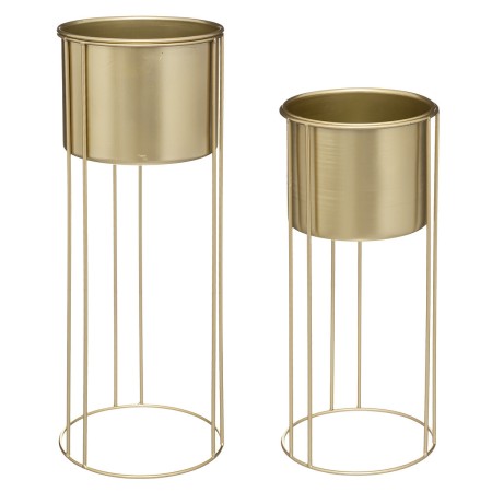 Set 2 ghivece cu suport Arty, metal, auriu, H.42/58 cm, 185441