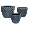 Set 3 ghivece Flowers, ceramica, albastru, D.20/25/30 cm, 168622D