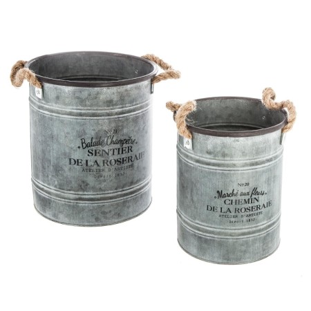 Set 2 ghivece Grey, metal, gri, D.19/23 cm, 155780A