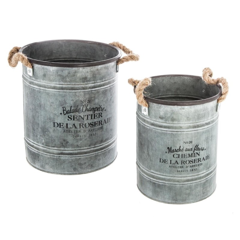 Set 2 ghivece Grey, metal, gri, D.19/23 cm, 155780A