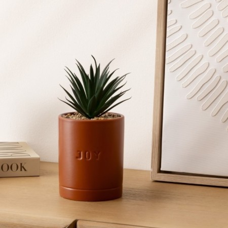 Planta artificiala Joy, ghiveci ceramic maro, H.20 cm, 196732D