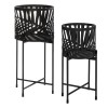 Set 2 ghivece cu suport Leaf, metal, negru, H.45/55 cm, 168555