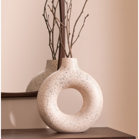 Vaza Cercle, ceramica, alb/negru, D.27 cm, 204288