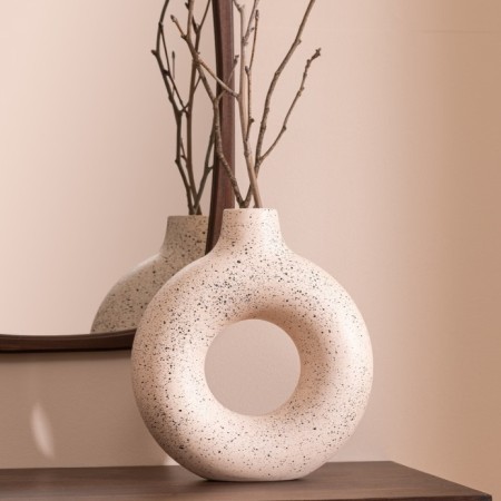 Vaza Cercle, ceramica, alb/negru, D.27 cm, 204288