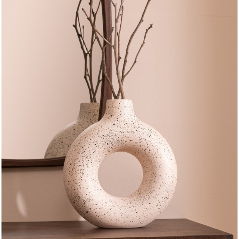 Vaza Cercle, ceramica, alb/negru, D.27 cm, 204288
