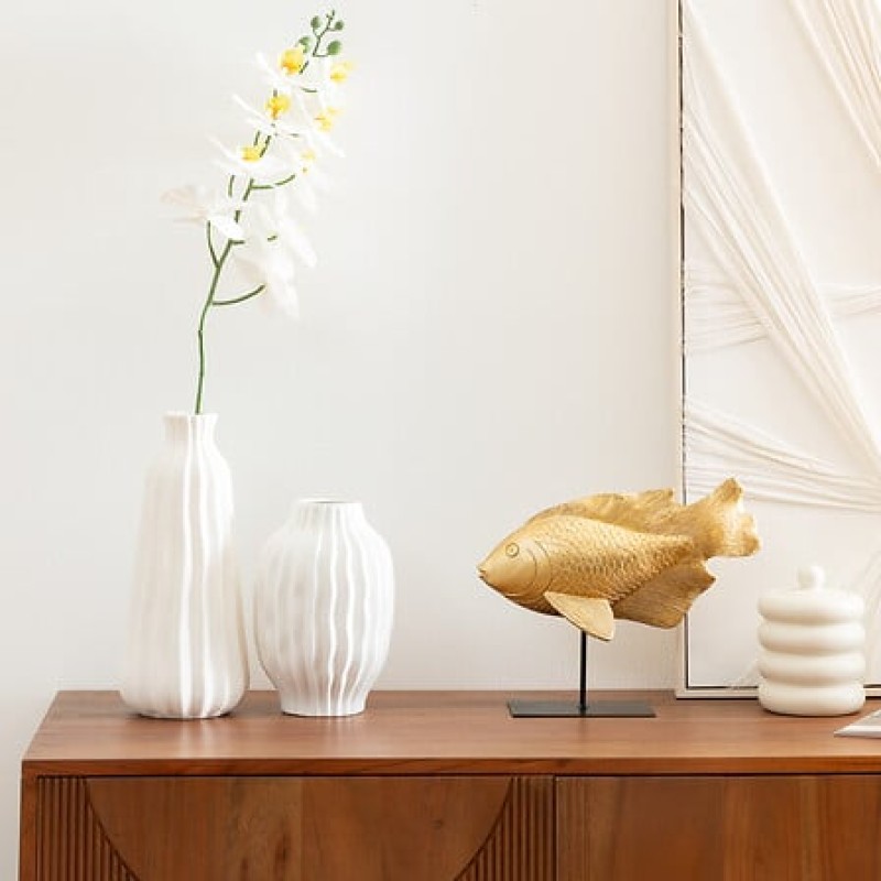 Vaza Fernan, ceramica, alb, H.30 cm, 206578