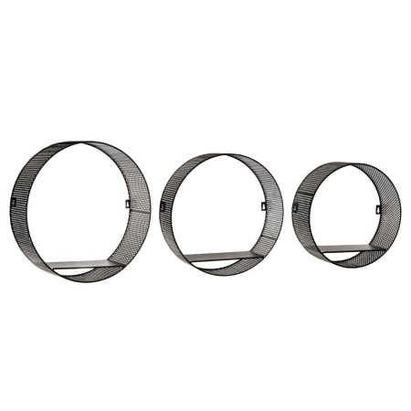 Set 3 rafturi Juni, metal, negru model plasa, D.25/30/35 cm, 166583