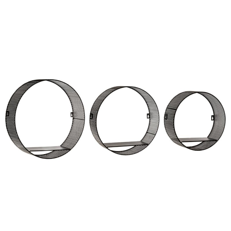 Set 3 rafturi Juni, metal, negru model plasa, D.25/30/35 cm, 166583