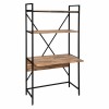 Birou din lemn, structura metal negru, 2 polite, Edene, H. 180 cm, 179054