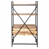 Birou din lemn, structura metal negru, 2 polite, Edene, H. 180 cm, 179054