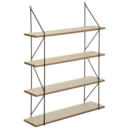 Raft de perete Iris, metal negru, 4 polite din MDF, H.81 cm, 179497