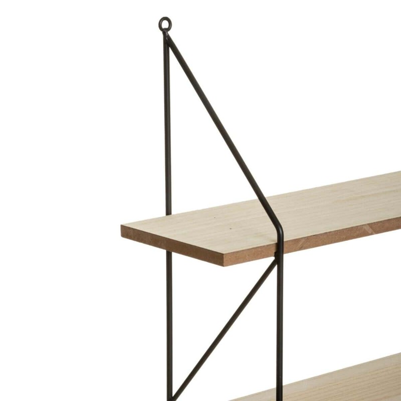 Raft de perete Iris, metal negru, 4 polite din MDF, H.81 cm, 179497