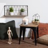 Raft de perete Anna, metal negru, polita MDF, model geometric, L.48 cm, 157199