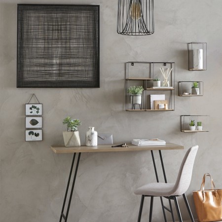 Set 4 rafturi de perete Ally, metal, negru, polite MDF, L.18/24/48 cm, 156931