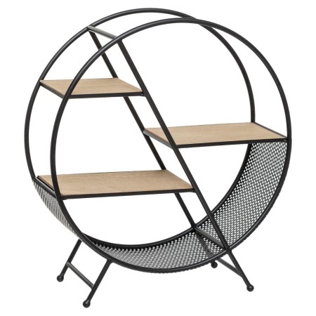 Raft rotund Timeo, metal negru, 3 polite din MDF, D.50 cm, 166780