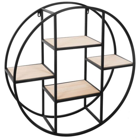 Raft de perete Torof, metal negru, 4 polite MDF, D.78 cm, 157025