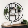 Raft de perete Torof, metal negru, 4 polite MDF, D.78 cm, 157025