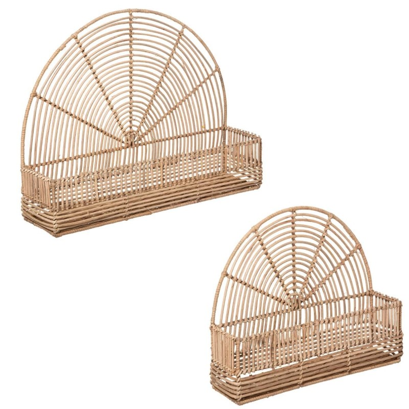 Set 2 rafturi de perete Estela, metal, ratan natural, L.36/48 cm, 182107