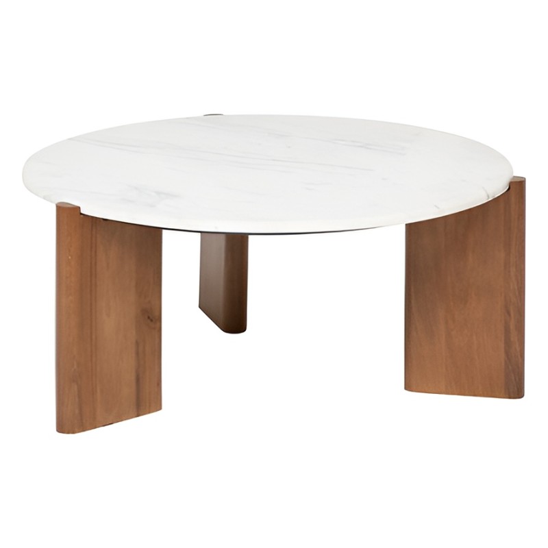 Masuta cafea Nanda, marmura si lemn de mango, D.91 cm, 205804