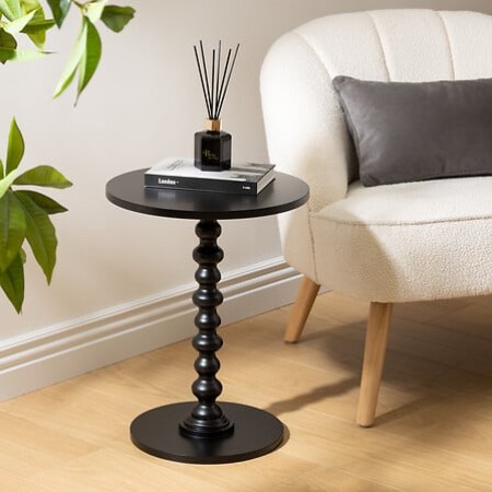 Masuta laterala Alix, lemn, negru, D.38 cm, 206005B