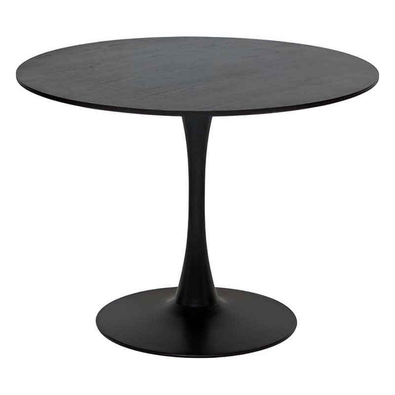 Masa dining rotunda Elias, metal, lemn, neagra, D.102 cm, 184932A