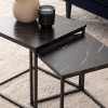 Set 2 masute de cafea Jones, metal, blat aspect marmura, negru, L.33/37 cm, 205801