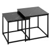 Set 2 masute de cafea Jones, metal, blat aspect marmura, negru, L.33/37 cm, 205801
