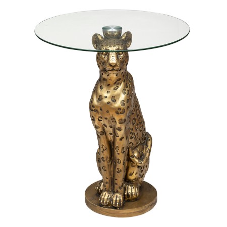 Masuta de cafea Leopard, sticla, polirasina, D.40 cm, 197754