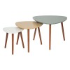 Set 3 masute cafea Mileo, picioare din lemn, blat MDF, 3 culori, L.34/46/60 cm, 157052I