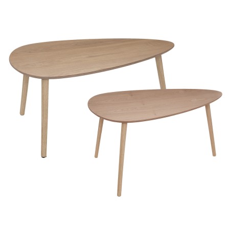 Set 2 masute de cafea Mileo, lemn si MDF natur, L.88/98 cm, 185717