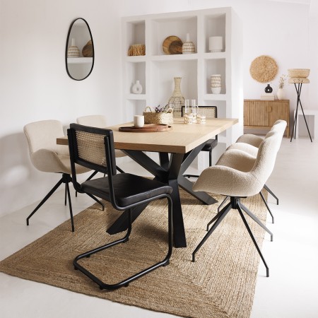 Masa dining extensibila Olaf, metal, lemn, L.180-220 cm, 194659
