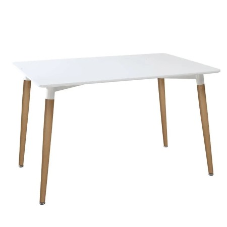Masa dining Roka, alba din metal si MDF, L.150 cm, 140357