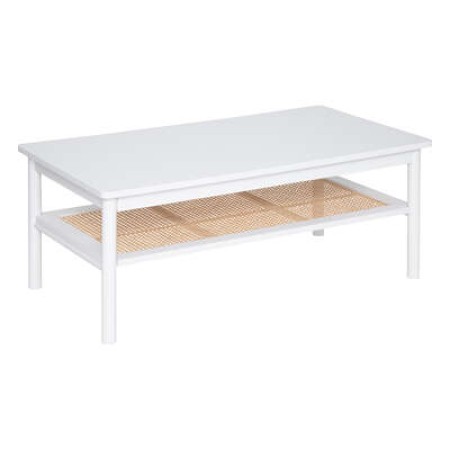 Masuta de cafea Cabra, lemn si ratan, alba, L.110 cm, 197712