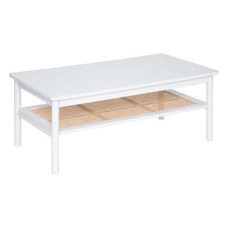 Masuta de cafea Cabra, lemn si ratan, alba, L.110 cm, 197712