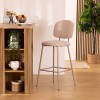 Scaun bar Kamili, poliester si metal, bej, H.108 cm, 207321A