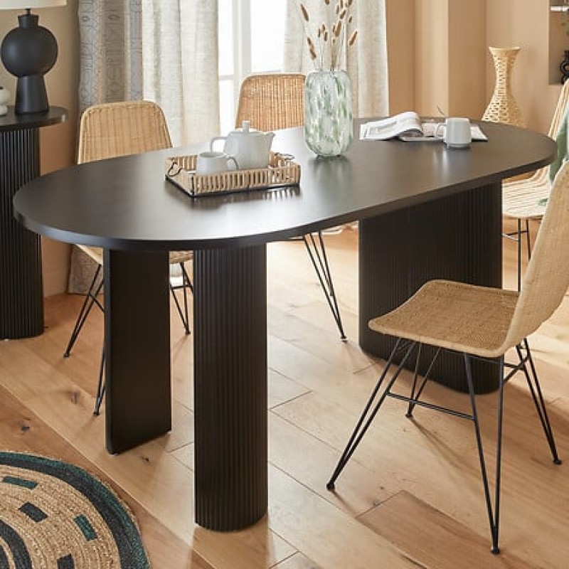 Masa dining Olova, MDF negru, L.180 cm, 206038