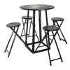 Set masa cu 4 scaune exterior Bistro, pliabil, metal, negru, D.77 cm, 168645