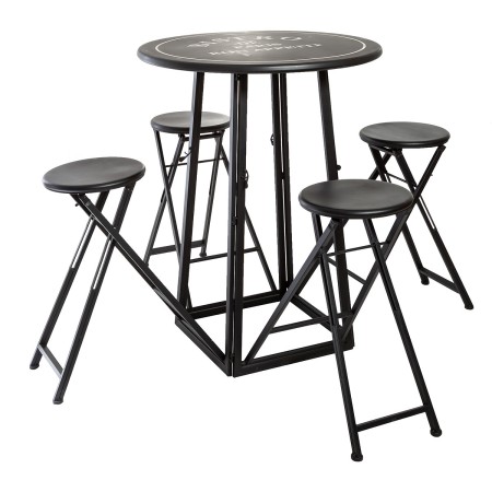 Set masa cu 4 scaune exterior Bistro, pliabil, metal, negru, D.77 cm, 168645