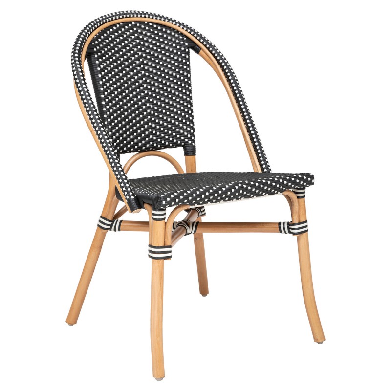 Scaun bistro Trecia, plastic si ratan negru/alb, H.84 cm, 197310A