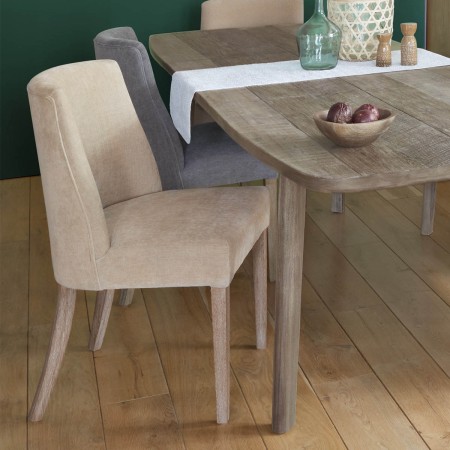 Scaun dining Livia, picioare din lemn natur, textil bej, H.89 cm, 179175B