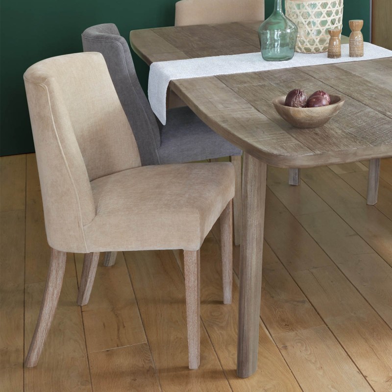 Scaun dining Livia, picioare din lemn natur, textil bej, H.89 cm, 179175B