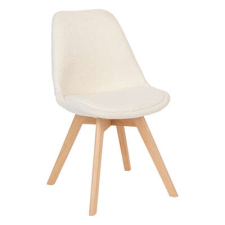 Scaun dining Baya, lemn, tesatura boucle alb, H.82 cm, 202269