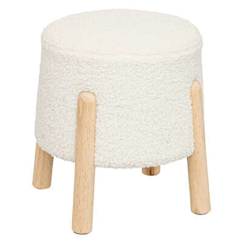 Taburet Inuit, picioare lemn, boucle, H.41 cm, 202272