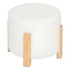 Taburet alb Bansa, picioare bambus, boucle, alb, D.32 cm, 207314A