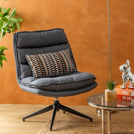 Scaun de birou rotativ Harper, textil gri, H.87 cm, 207310B
