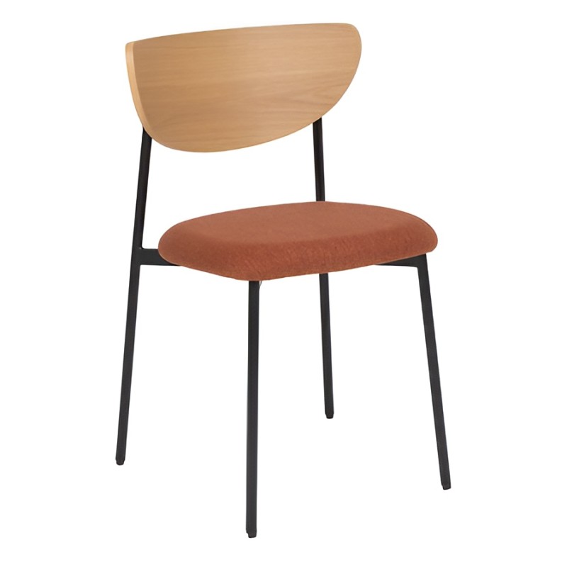Scaun dining Jaisa, metal, textil caramiziu, H.81 cm, 207303D
